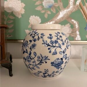 Floral Blue and White Ceramic Vase